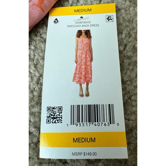 Social Standard by Sanctuary Ladies Smocked Back Dress Size Medium Melon Floral - Picture 5 of 6